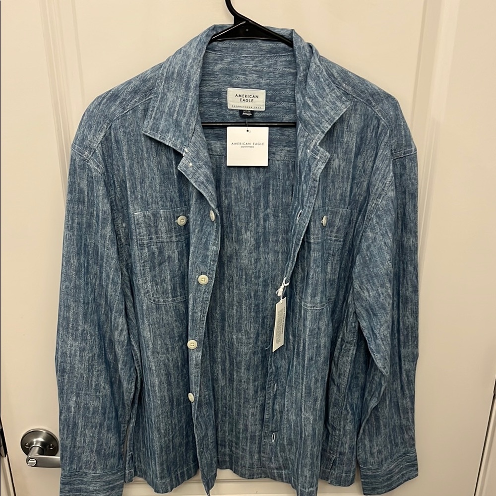 American Eagle Outfitters Blue Lightweight Shirt Jacket